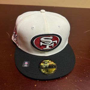 New Era Mens Black Ivory San Francisco 49ers Embroidered Athletic Fitted Hat